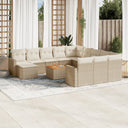 vidaXL 13-delige Loungeset met kussens poly rattan zwart