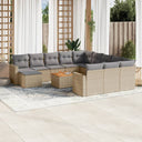 vidaXL 13-delige Loungeset met kussens poly rattan zwart