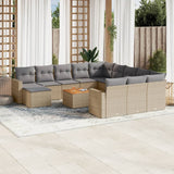 vidaXL 13-delige Loungeset met kussens poly rattan zwart