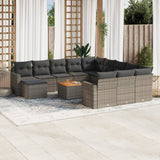 vidaXL 13-delige Loungeset met kussens poly rattan zwart