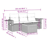 vidaXL 4-delige Loungeset met kussens poly rattan zwart
