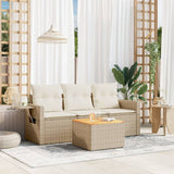 vidaXL 4-delige Loungeset met kussens poly rattan zwart