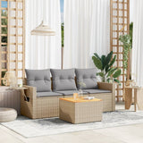 vidaXL 4-delige Loungeset met kussens poly rattan zwart