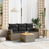 vidaXL 4-delige Loungeset met kussens poly rattan zwart