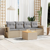 vidaXL 5-delige Loungeset met kussens poly rattan zwart