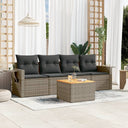 vidaXL 5-delige Loungeset met kussens poly rattan zwart
