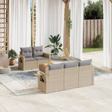 vidaXL 6-delige Loungeset met kussens poly rattan zwart