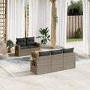 vidaXL 6-delige Loungeset met kussens poly rattan zwart