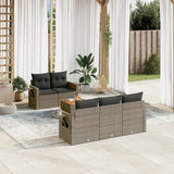 vidaXL 6-delige Loungeset met kussens poly rattan zwart