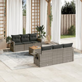 vidaXL 7-delige Loungeset met kussens poly rattan zwart