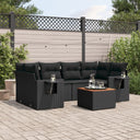 vidaXL 7-Piece Lounge Set with Cushions Poly Rattan Black