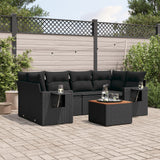 vidaXL 7-Piece Lounge Set with Cushions Poly Rattan Black
