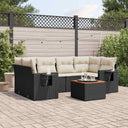vidaXL 7-Piece Lounge Set with Cushions Poly Rattan Black