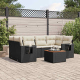 vidaXL 7-Piece Lounge Set with Cushions Poly Rattan Black