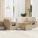 vidaXL 7-Piece Lounge Set with Cushions Poly Rattan Black