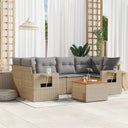 vidaXL 7-Piece Lounge Set with Cushions Poly Rattan Black