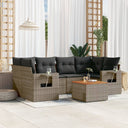 vidaXL 7-Piece Lounge Set with Cushions Poly Rattan Black