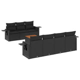 vidaXL 8-Piece Poly Rattan Lounge Set with Cushions Black