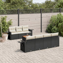vidaXL 8-Piece Poly Rattan Lounge Set with Cushions Black