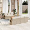 vidaXL 8-Piece Poly Rattan Lounge Set with Cushions Black