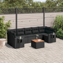 vidaXL 8-piece Lounge Set with Cushions Poly Rattan Black
