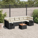 vidaXL 8-piece Lounge Set with Cushions Poly Rattan Black