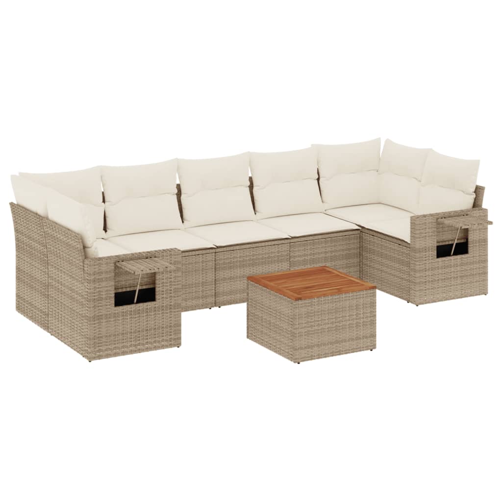 vidaXL 8-piece Lounge Set with Cushions Poly Rattan Black