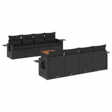 vidaXL 9-delige Loungeset met kussens poly rattan zwart