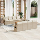 vidaXL 9-delige Loungeset met kussens poly rattan zwart