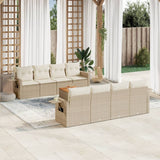 vidaXL 9-delige Loungeset met kussens poly rattan zwart
