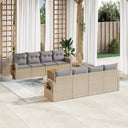 vidaXL 9-delige Loungeset met kussens poly rattan zwart