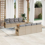 vidaXL 9-delige Loungeset met kussens poly rattan zwart