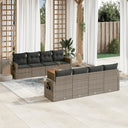 vidaXL 9-delige Loungeset met kussens poly rattan zwart