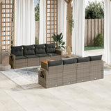 vidaXL 9-delige Loungeset met kussens poly rattan zwart