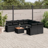 vidaXL 9-piece Lounge Set with cushions poly rattan black