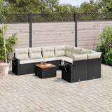 vidaXL 9-piece Lounge Set with cushions poly rattan black