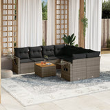 vidaXL 9-piece Lounge Set with cushions poly rattan black