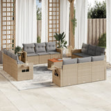 vidaXL 13-delige Loungeset met kussens poly rattan zwart