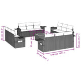 vidaXL 13-delige Loungeset met kussens poly rattan zwart