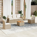vidaXL 6-delige Loungeset met kussens poly rattan zwart
