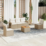 vidaXL 6-delige Loungeset met kussens poly rattan zwart