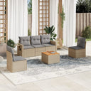 vidaXL 6-delige Loungeset met kussens poly rattan zwart