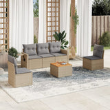 vidaXL 6-delige Loungeset met kussens poly rattan zwart