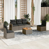 vidaXL 6-delige Loungeset met kussens poly rattan zwart