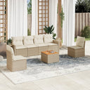 vidaXL 7-delige Loungeset met kussens poly rattan zwart