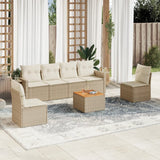 vidaXL 7-delige Loungeset met kussens poly rattan zwart