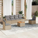 vidaXL 7-delige Loungeset met kussens poly rattan zwart