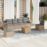 vidaXL 7-delige Loungeset met kussens poly rattan zwart