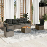 vidaXL 7-delige Loungeset met kussens poly rattan zwart