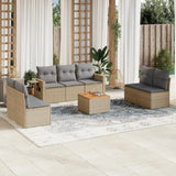 vidaXL 8-delige Loungeset met kussens poly rattan zwart